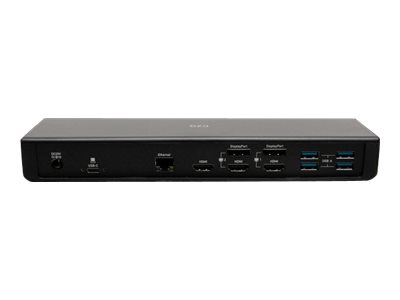 C2G USB-C 12-in-1 Triple Display Docking Station with HDMI, DisplayPort, Ethernet, USB, 3.5mm Audio and Power Delivery up to 85W - 4K 30Hz (TAA Compliant) - Docking station - USB-C / Thunderbolt 3 - HDMI, DP - 1GbE - 135 Watt - TAA Compliant