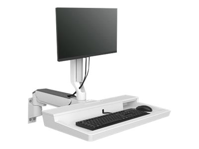 Ergotron CareFit Combo Arm - Mounting kit (articulating arm, keyboard tray, wall mount base, track mount adapter) - modular - for LCD display / PC equipment - plastic, aluminium - white - screen size: up to 27\" - wall-mountable