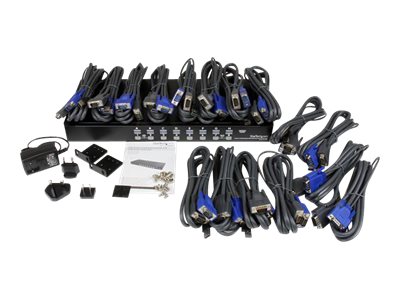 StarTech.com 16 Port Rackmount USB KVM Switch Kit with OSD and Cables - 1U (SV1631DUSBUK) - KVM switch - 16 x KVM port(s) - 1 local user - desktop - for P/N: RK2537BKM, RK3236BKF, RK4236BKB, RK4242BK24, RK4242BK30, RKCONS1701, RKCONS17HD