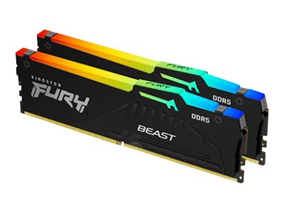 Kingston FURY Beast RGB - DDR5 - kit - 16 GB: 2 x 8 GB - DIMM 288-pin - 5200 MHz / PC5-41600 - CL40 - 1.25 V - unbuffered - on-die ECC