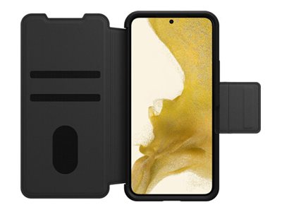 OtterBox Strada Series - Flip cover for mobile phone - leather, metal latch, polycarbonate - shadow - for Samsung Galaxy S22