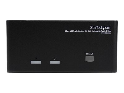 StarTech.com 2 Port Triple Monitor DVI USB KVM Switch with Audio & USB 2.0 Hub - Multi Monitor KVM - Dual Port KVM Switch (SV231TDVIUA) - KVM / audio / USB switch - 2 x KVM / audio / USB - 1 local user - desktop - for P/N: SVA12M2NEUA, SVA12M5NA