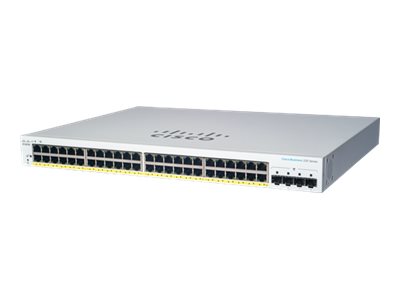 Cisco Business 220 Series CBS220-48P-4G - Switch - smart - 48 x 10/100/1000 (PoE+) + 4 x Gigabit SFP (uplink) - rack-mountable - PoE+ (382 W) - remanufactured