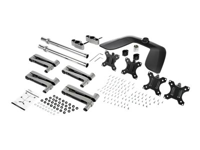StarTech.com Desktop Quad Monitor Stand, Ergonomic VESA 4 Monitor Arm (2x2) up to 32\", Free Standing Articulating Universal Pole Mount, Height Adjustable/Tilt/Swivel/Rotate, Silver - Heavy-duty VESA Mount (ARMQUADSS) - Stand - adjustable arm - for 4
