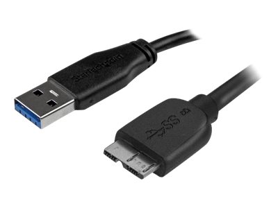StarTech.com 3m 10ft Slim USB 3.0 A to Micro B Cable M/M - Mobile Charge Sync USB 3.0 Micro B Cable for Smartphones and Tablets (USB3AUB3MS) - USB cable - Micro-USB Type B (M) to USB Type A (M) - USB 3.0 - 3 m - molded - black - for P/N: S2510BU33PW,