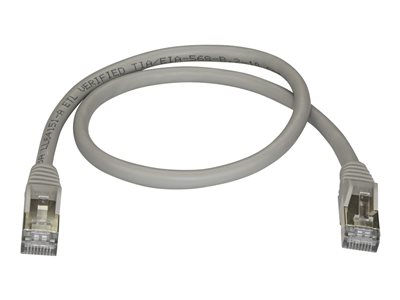 StarTech.com 50cm CAT6A Ethernet Cable, 10 Gigabit Shielded Snagless RJ45 100W PoE Patch Cord, CAT 6A 10GbE STP Network Cable w/Strain Relief, Grey, Fluke Tested/UL Certified Wiring/TIA - Category 6A - 26AWG (6ASPAT50CMGR) - Patch cable - RJ-45 (M) to RJ-45 (M) - 50 cm - STP - CAT 6a - snagless - grey