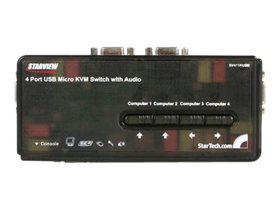 StarTech.com 4 Port Black USB KVM Switch Kit with Cables and Audio - desktop KVM Switch - VGA KVM Switch - USB KVM Switch 4 Port (SV411KUSB) - KVM / audio switch - 4 x KVM / audio - 1 local user - desktop