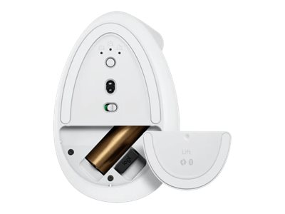 Logitech Lift Vertical Ergonomic Mouse - Vertical mouse - ergonomic - optical - 6 buttons - wireless - Bluetooth, 2.4 GHz - Logitech Logi Bolt USB receiver - off-white