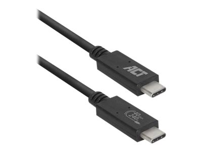 ACT - USB-kabel - 24 pin USB-C (M) naar 24 pin USB-C (M) - Thunderbolt 4 - 5 / 9 / 12 / 15 / 20 / 28 / 36 / 48 V - 3 A - 80 cm - ondersteunt 8k60 Hz, ondersteunt 4k60 Hz - zwart