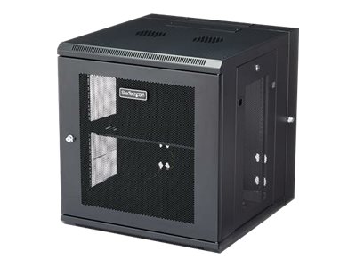 StarTech.com 12U 19\" Wall Mount Network Cabinet, 20\" Deep 4 Post Hinged Locking IT Computer Equipment Enclosure with Shelf, Flexible Vented Switch Depth Data Rack Cisco 3850, 2960 Series - 12U Vented Cabinet (RK1224WALHM) - Rack enclosure cabinet - wall mountable - black - 12U