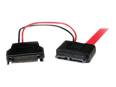 StarTech.com 0.5m Slimline SATA Female to SATA with SATA Power Cable Adapter (SLSATAF50CMS) - SATA cable - Serial ATA 150/300/600 - Slimline SATA (F) to SATA, SATA power - 50 cm - red