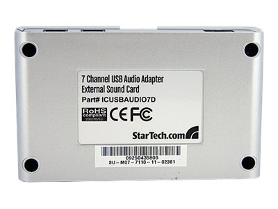 StarTech.com 7.1 USB Sound Card - External Sound Card for Laptop with SPDIF Digital Audio - Sound Card for PC - Silver (ICUSBAUDIO7D) - Sound card - 48 kHz - 7.1 - USB 2.0 - for P/N: MU15MMS, MU6MMS