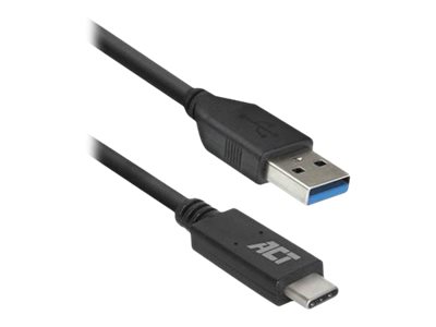 ACT - USB-kabel - USB type A (M) naar 24 pin USB-C (M) - USB 3.2 Gen 1 - 5 / 9 / 12 / 15 / 20 V - 3 A - 2 m - zwart