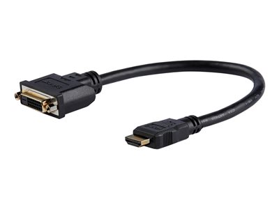 StarTech.com HDMI Male to DVI Female Adapter - 8in - 1080p DVI-D Gender Changer Cable (HDDVIMF8IN) - Adapter - HDMI male to DVI-D female - 20.32 cm - shielded - black - for P/N: BNDDKT30CAHV, CDP2DVIMM2MB, DKT30CSDHPD, DKT30CSDHPD3, DP2DVI2MM3, DP2DVIMM6X10