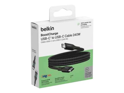 Belkin BoostCharge - USB cable - 24 pin USB-C (M) to 24 pin USB-C (M) - USB 2.0 - 2 m - up to 240W power delivery support - black