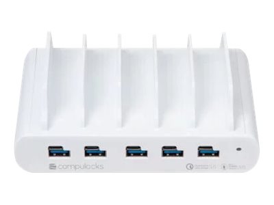 Compulocks 5 Port USB-C and USB-A Charging Dock with UK Plug - Charging dock - 10 output connectors (USB, 24 pin USB-C)
