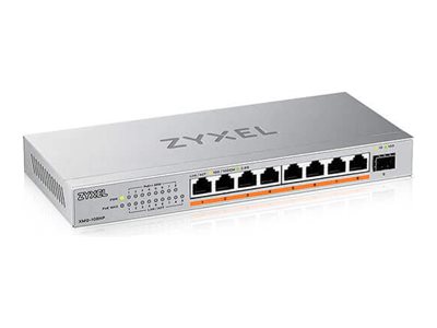 Zyxel XMG-100 Series XMG-108HP - Switch - unmanaged - unmanaged - 8 x 100/1000/2.5G (PoE++) + 1 x Gigabit SFP / 10 Gigabit SFP+ - desktop, wall-mountable - PoE++ (100 W)