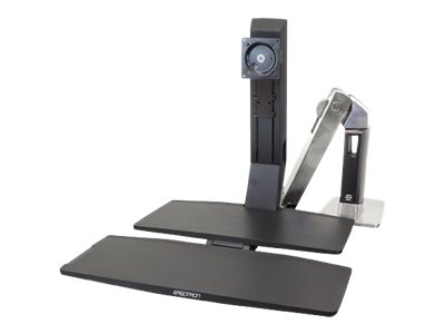 Ergotron WorkFit-A Single LD Workstation With Worksurface - Standing desk converter - polished aluminium, black