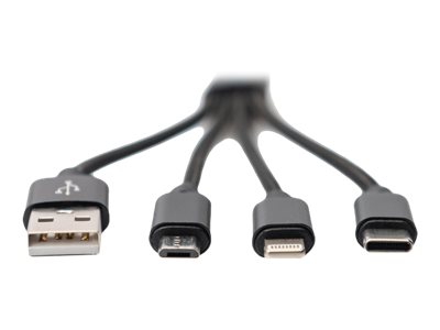 Charger Cable 3-in-1 USB A Lightning+mic