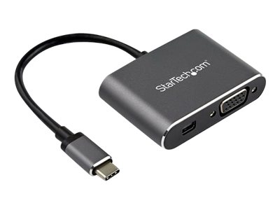 StarTech.com USB C Multiport Video Adapter, USB-C to 4K 60Hz Mini DisplayPort 1.2 or 1080p VGA Monitor Adapter, USB Type-C 2-in-1 MDP HBR2 HDR/VGA Display Converter, Works w/ Thunderbolt 3 - USB-C 2 in 1 Adapter (CDP2MDPVGA) - Adapter - 24 pin USB-C (M) to HD-15 (VGA), Mini DisplayPort (F) - DisplayPort 1.2 - 15.24 m - 4K support - space grey