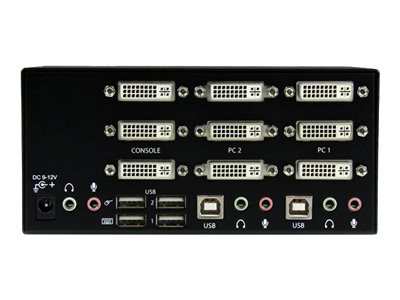 StarTech.com 2 Port Triple Monitor DVI USB KVM Switch with Audio & USB 2.0 Hub - Multi Monitor KVM - Dual Port KVM Switch (SV231TDVIUA) - KVM / audio / USB switch - 2 x KVM / audio / USB - 1 local user - desktop - for P/N: SVA12M2NEUA, SVA12M5NA