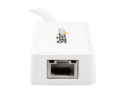 StarTech.com USB 3.0 to Gigabit Ethernet Adapter NIC w/ USB Port (White) - USB 3.0 NIC - 10/100/1000 Mbps USB 3.0 LAN Adapter (USB31000SPTW) - Network adapter - USB 3.0 - Gigabit Ethernet - white