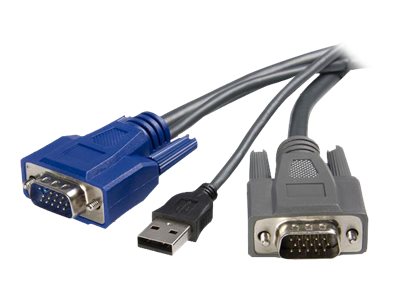 StarTech.com 6 ft Ultra-Thin USB VGA 2-in-1 KVM Cable (SVUSBVGA6) - Keyboard / video / mouse (KVM) cable - USB, HD-15 (VGA) (M) to HD-15 (VGA) (M) - 1.8 m - black - for P/N: SV1631DUSBU, SV1631DUSBUK, SV431DUSBU, SV831DUSBAU, SV831DUSBU, SV831DUSBUK
