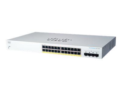 Cisco Business 220 Series CBS220-24P-4G - Switch - smart - 24 x 10/100/1000 (PoE+) + 4 x Gigabit SFP (uplink) - rack-mountable - PoE+ (195 W) - remanufactured