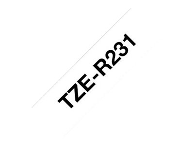 Brother TZe-R231 - Black on white - Roll (1.2 cm x 4 m) 1 cassette(s) ribbon tape - for Brother PT-D210, D600, H110, P-Touch PT-E310, P-Touch Cube PT-P300