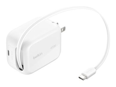 BOOSTCHARGE 45w USB-C with Retractable USB-C Wall Charger, PPS