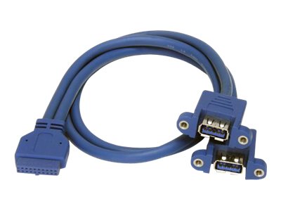 StarTech.com 2 Port Panel Mount USB 3.0 Cable - USB A to Motherboard Header Cable F/F (USB3SPNLAFHD) - USB internal to external cable - USB Type A (F) to 20 pin IDC (F) - 50 cm - blue