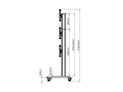 B-TECH System X BT8371 - Cart - for 3x3 video wall - stand - black - screen size: 46\"-55\" - mounting interface: up to 600 x 400 mm