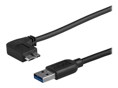 StarTech.com 0.5m 20in Slim Micro USB 3.0 Cable M/M - Left-Angle Micro-USB - USB 3.0 A to Micro B - Angled Micro USB - USB 3.1 Gen 1 5Gbps (USB3AU50CMLS) - USB cable - Micro-USB Type B (M) to USB Type A (M) - USB 3.0 - 50 cm - left-angled connector, molded - black