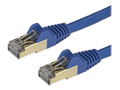 StarTech.com 50cm CAT6A Ethernet Cable, 10 Gigabit Shielded Snagless RJ45 100W PoE Patch Cord, CAT 6A 10GbE STP Network Cable w/Strain Relief, Blue, Fluke Tested/UL Certified Wiring/TIA - Category 6A - 26AWG (6ASPAT50CMBL) - Patch cable - RJ-45 (M) to RJ-45 (M) - 50 cm - STP - CAT 6a - snagless - blue