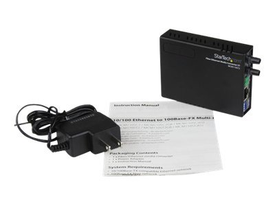 StarTech.com 10/100 Multi Mode Fiber Copper Fast Ethernet Media Converter ST 2 km - Fibre media converter - 100Mb LAN - 10Base-T, 100Base-FX, 100Base-TX - RJ-45 / ST multi-mode - up to 2 km - 1310 nm