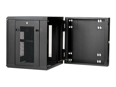 StarTech.com 12U 19\" Wall Mount Network Cabinet, 20\" Deep 4 Post Hinged Locking IT Computer Equipment Enclosure with Shelf, Flexible Vented Switch Depth Data Rack Cisco 3850, 2960 Series - 12U Vented Cabinet (RK1224WALHM) - Rack enclosure cabinet - wall mountable - black - 12U
