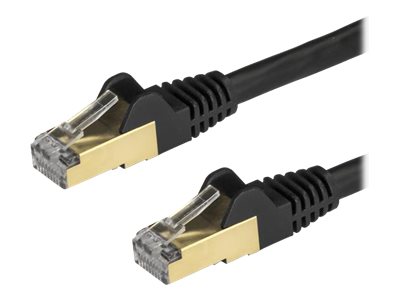 StarTech.com 3m CAT6A Ethernet Cable, 10 Gigabit Shielded Snagless RJ45 100W PoE Patch Cord, CAT 6A 10GbE STP Network Cable w/Strain Relief, Black, Fluke Tested/UL Certified Wiring/TIA - Category 6A - 26AWG (6ASPAT3MBK) - Patch cable - RJ-45 (M) to RJ-45 (M) - 3 m - STP - CAT 6a - snagless - black