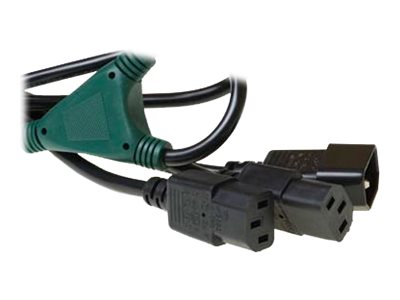 Splitser voor stroom - IEC 60320 C14 naar power IEC 60320 C13 - 250 V - 6 A - 1.8 m - zwart, RAL 9011