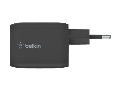 Belkin BoostCharge Pro - Power adapter - PPS technology - 65 Watt - 3.25 A - PD 3.0, Fast Charge - 2 output connectors (24 pin USB-C) - black
