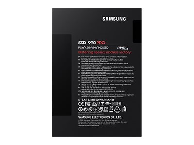 Samsung 990 PRO MZ-V9P1T0BW - SSD - encrypted - 1 TB - internal - M.2 2280 - PCIe 4.0 x4 (NVMe) - 256-bit AES - TCG Opal Encryption 2.0