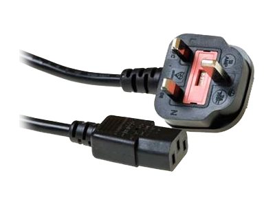 Voedingskabel - type G (P) gehoekt naar power IEC 60320 C13 recht - 250 V - 10 A - 2.5 m - met strengen - zwart, RAL 9011 - Verenigd Koninkrijk