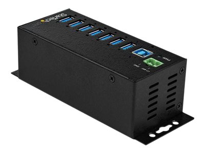 StarTech.com 7 Port USB Hub with Power Adapter, Surge Protection, Metal Industrial USB 3.0 Data Transfer Hub, Din Rail, Wall or Desk Mountable, High Speed USB 3.1/USB 3.2 Gen 1 5Gbps Hub - Windows/macOS/Linux (HB30A7AME) - Hub - 7 x USB 3.2 Gen 1 - DIN rail mountable, wall-mountable - TAA Compliant - for P/N: ITB20D3250