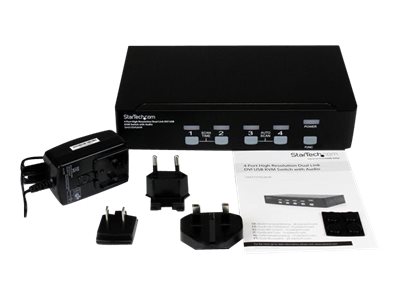 StarTech.com 4 Port High Resolution USB DVI Dual Link KVM Switch with Audio and USB 2.0 Hub (SV431DVIUAHR) - KVM / audio / USB switch - 4 x KVM / audio / USB - 1 local user - desktop - for P/N: DVID4N1USB10, DVID4N1USB15, DVID4N1USB6, SVA5N3NEUA, USBDVI4N1A10, USBDVI4N1A6