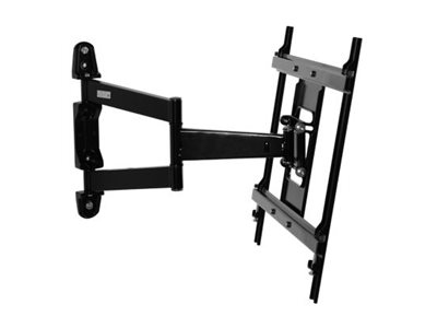 B-TECH BTV513/B - Mounting kit (double arm wall mount, mounting plate, cable management clip, 2 interface brackets) - Ultra-Slim - for flat panel - black - screen size: up to 55\" - mounting interface: up to 400 x 400 mm