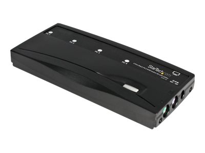 StarTech.com 4 Port Black PS/2 KVM Switch Kit with Cables - 4 Port PS2 KVM Switch - KVM Switch with Cables - VGA KVM Switch (SV411K) - KVM switch - 4 x KVM port(s) - 1 local user - desktop - for P/N: SVECON6