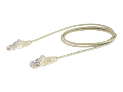 StarTech.com 1m Slim LSZH CAT6 Ethernet Cable, 10 Gigabit Snagless RJ45 100W PoE Patch Cord, CAT 6 10GbE UTP Network Cable w/Strain Relief, Grey, Fluke Tested/ETL, Low Smoke Zero Halogen - Category 6 - 28AWG (N6PAT100CMGRS) - Patch cable - RJ-45 (M) to RJ-45 (M) - 1 m - CAT 6 - snagless - grey