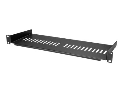 StarTech.com 1U Vented Server Rack Cabinet Shelf, 7in Deep Fixed Cantilever Tray, Rackmount Shelf for 19\" AV/Data/Network Equipment Enclosure w/ Cage Nuts & Screws, 44lbs Weight Capacity - 1U Vented Rack Shelf (CABSHELF1U7V) - Rack shelf - black - 1U - 7\"