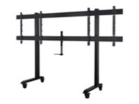 B-TECH System X BT8518 - Cart - for 2 flat panels - XXL, VC shelf - lockable - black - screen size: 75\"-86\" - mounting interface: up to 1000 x 800 mm