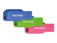 SanDisk Cruzer Blade - USB flash drive - 16 GB - USB 2.0 - blue, green, pink (pack of 3)