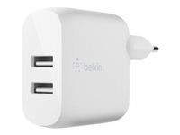 Belkin BoostCharge - Power adapter - 24 Watt - 2 output connectors (USB) - white